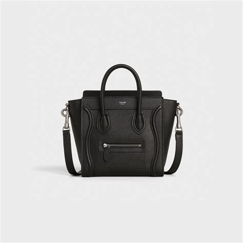 celine small luggage black|NANO LUGGAGE BAG IN DRUMMED CALFSKIN.